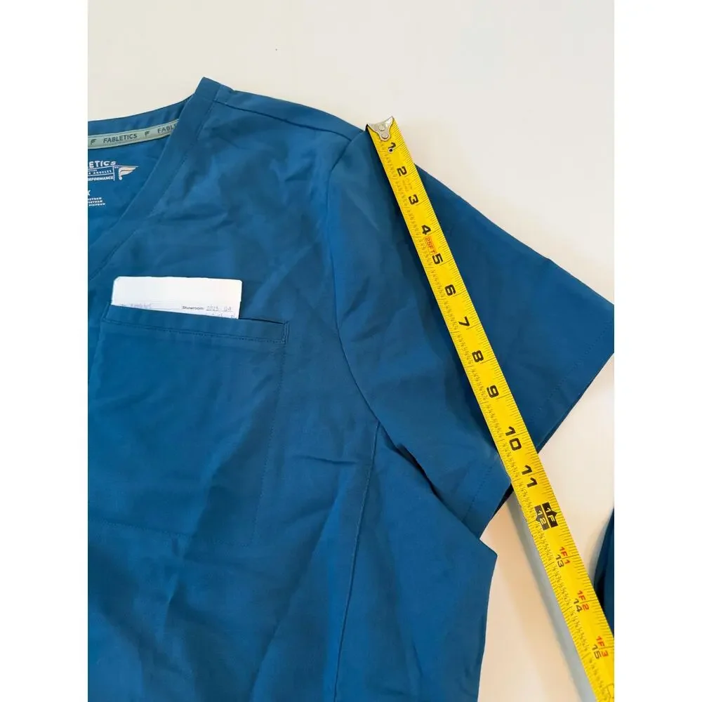 NWT Fabletics Scrub Set Vital Top/Ion Pant Womens 2X/Tall Caribbean Blue READ - Picture 9 of 16